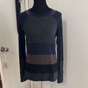 Tory Burch Gray and Blue Striped Tunic